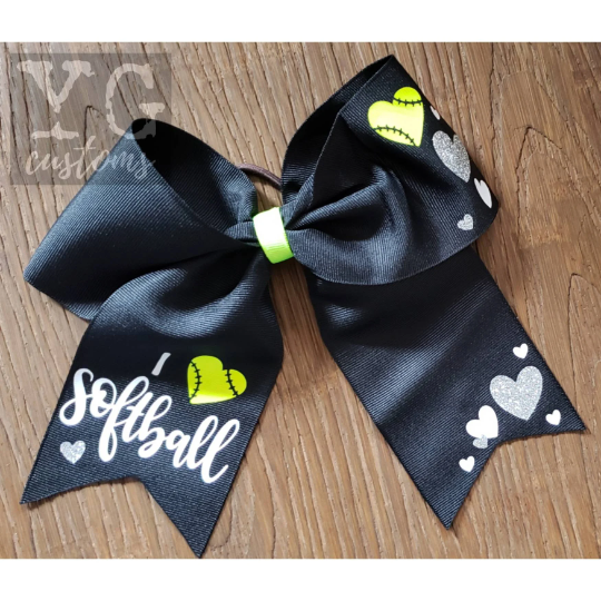 I LOVE Softball | 6 inch bow | Softball Bow | Custom