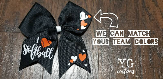 I LOVE Softball | 6 inch bow | Softball Bow | Custom