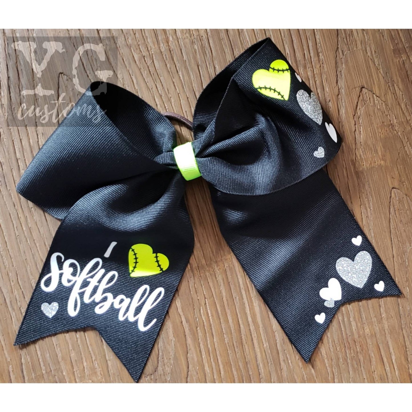 I LOVE Softball |6 inch bow | Softball Bow | Goody rubber band | Alligator Clip